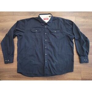 Wrangler Mens 3XL Black Long Sleeve Button Up Shirt Cotton Pockets FLAW
